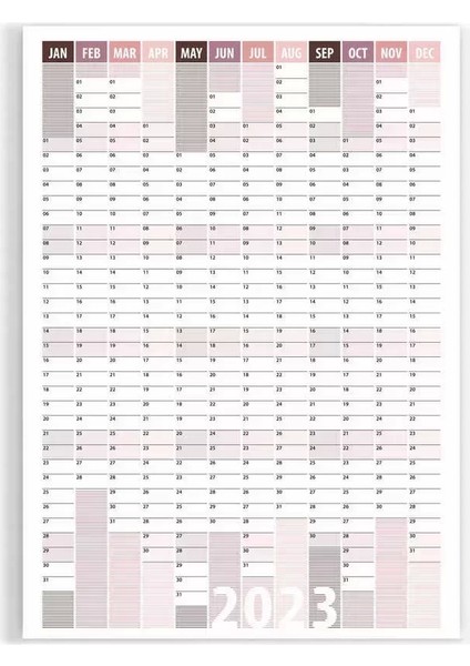 2025 Yıllık Planlayıcı Duvar Takvim Bordo Mürdün Çizgili Yearly Wall Planner