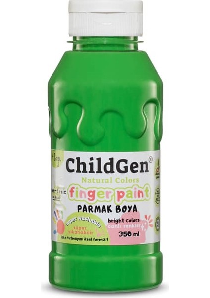 Childgen Süper Yıkanabilir Parmak Boya 350 ml Yeşil