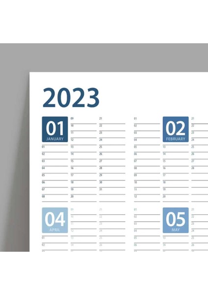 2025 Yıllık Planlayıcı Duvar Takvim Mavi Renk Yearly Wall Planner