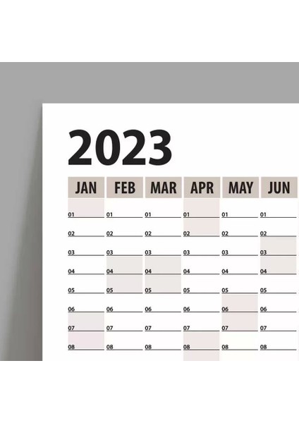 2025 Yıllık Planlayıcı Duvar Takvim Bej Yearly Wall Planner