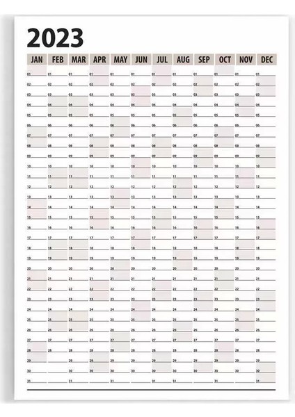 2025 Yıllık Planlayıcı Duvar Takvim Bej Yearly Wall Planner
