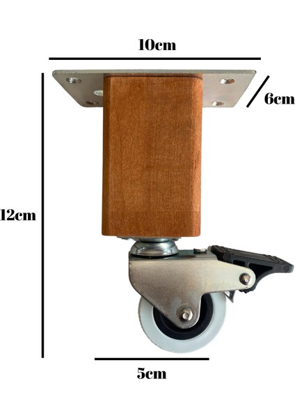 Kale Ahşap Tekerli Ayak Mobilya Masa ve Dolap Tekerli Ayağı Frenli (12 cm - 15 cm) (Kayın / Gürgen) modelleri