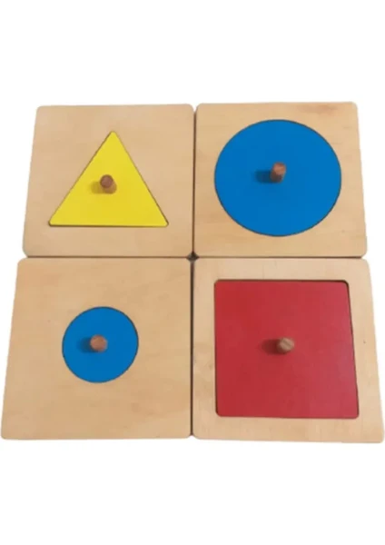 Montessori Gemisi Tekli Şekil Plakaları - 4'lü Set