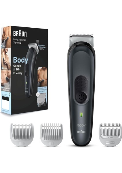 Bodygroomer 3 Bg 3340 Skinshield Teknolojisi, 3 Ek Parçalı Vücut Bakım Seti Modern Tek Ebat