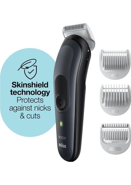 Bodygroomer 3 Bg 3340 Skinshield Teknolojisi, 3 Ek Parçalı Vücut Bakım Seti Modern Tek Ebat modelleri