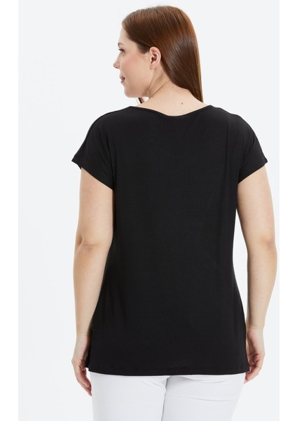 Büyük Beden Yanı Taşlı Kombinli Penye Bluz fırsatları