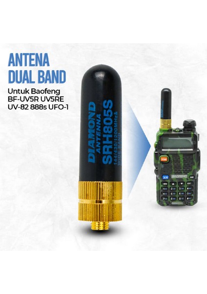 5cm Universal Dual Band Kısa Telsiz Anteni-Dişi Uv-82 Uv-K5 K6 ..