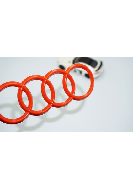 Motor Kapağı Kırmızı Amblem Logosu Audi Ile Uyumlu