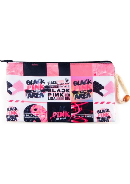 Blackpink K-Pop Desenli Kalemlik Fermuarlı Makyaj Çantası Büyük Boy fiyatları
