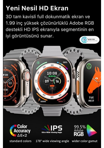 Tekno Trust Gri Watch 8 Ultra Series Ios Android Uyumlu T 800 Serisi Spor ve Sağlık Sensörlü T800 Ultra Akıllı