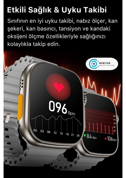 Tekno Trust Gri Watch 8 Ultra Series Ios Android Uyumlu T 800 Serisi Spor ve Sağlık Sensörlü T800 Ultra Akıllı