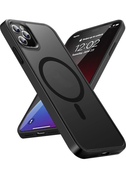 MTK Moveteck Apple iPhone 11 Pro Max Kılıf Arkası Mat Magsafe Wireless Şarj Destekli Koruyucu Kapak