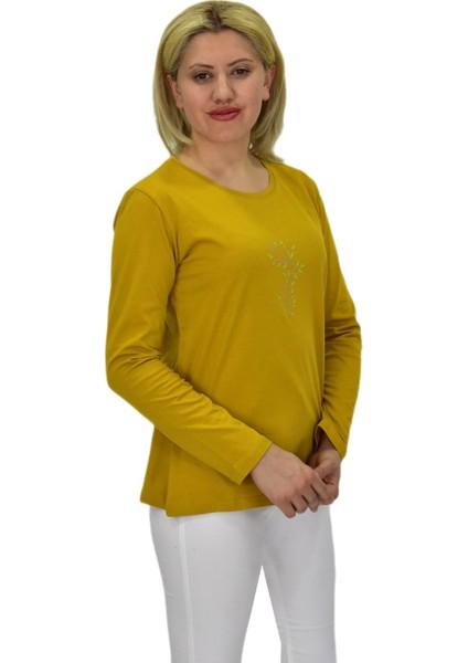 Kadın Uzun Kol Penye Tişört BGL-ST03688