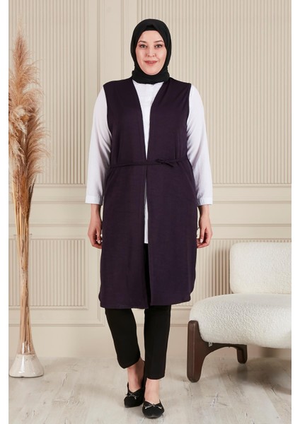 Uzun Büyük Beden Yelek Kadın Düz Desenli Nefes Alan Viskon Kumaş 108 cm