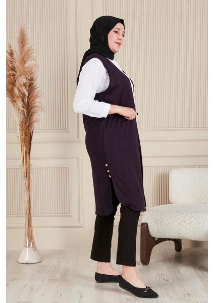 Uzun Büyük Beden Yelek Kadın Düz Desenli Nefes Alan Viskon Kumaş 108 cm indirimleri