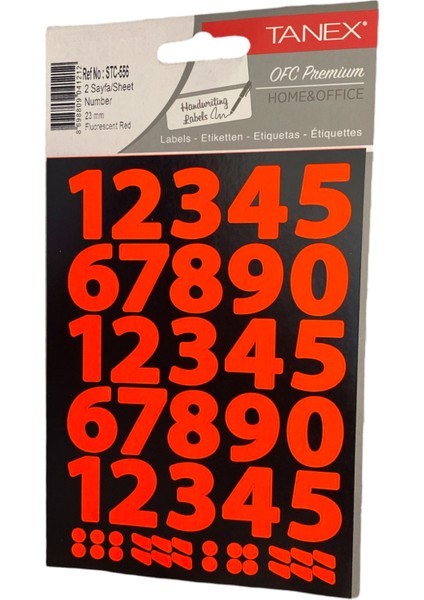 STC-556 Rakam Etiket 23 mm – Neon Kırmızı (2 Syf)