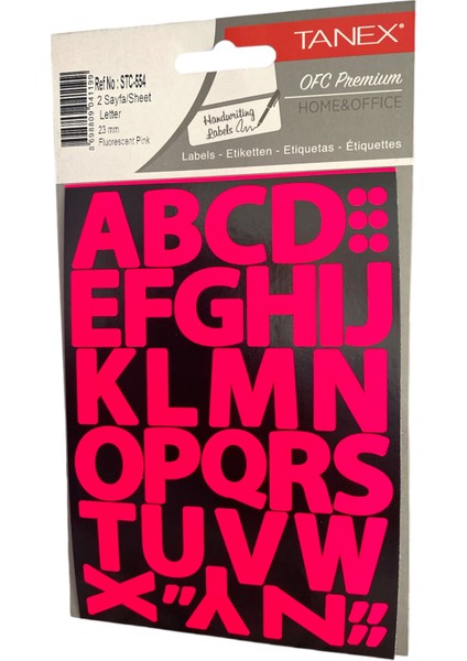 STC-554 Harf Etiket 23 mm – Neon Pembe (2 Syf)