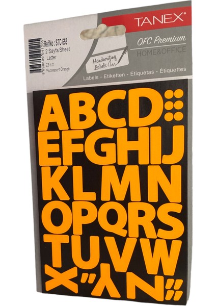 STC-555 Harf Etiket 23 mm – Neon Turuncu (2 Syf)