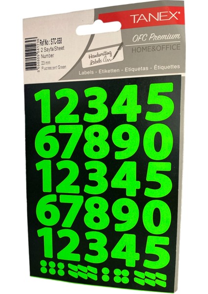 STC-558 Rakam Etiket 23 mm – Neon Yeşil (2 Syf)