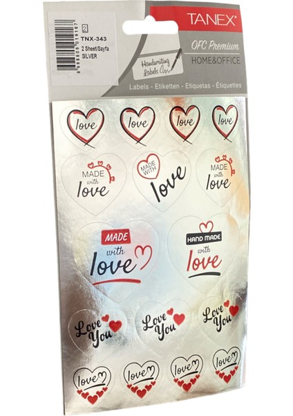 TNX-343 Silver Kalp Etiket – Love (2 Syf)