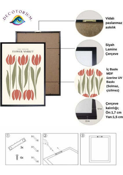 Çerçeveli Tablo Flower Market Serisi Mdf Tablo FLO/025