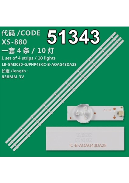 WKSET-6343 37078X4 LB-GM3030-GJPHP434X10AUS2-X 4 Adet LED Bar