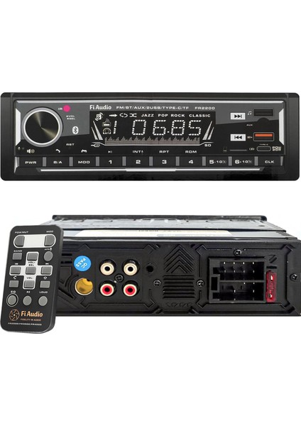 Fi Audıo FR-2200 Oto Teyp 4X50 Watt Bluetooth Carlive 2xusb Type-C Sd Fm Aux
