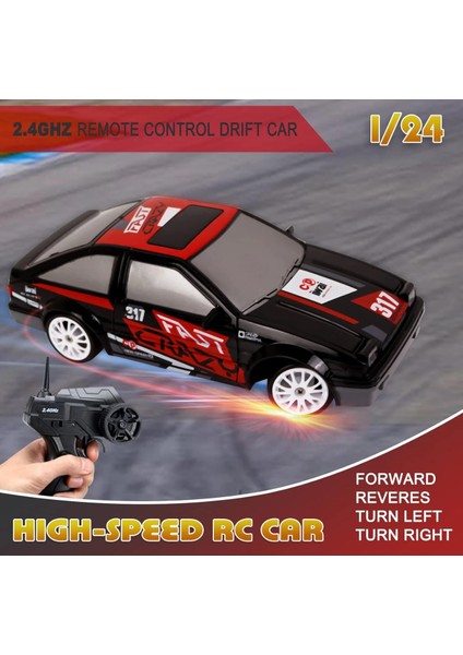 Uzaktan Kumandalı Full Fonksiyon 2.4g Şarjlı 1:24 Drift Araba