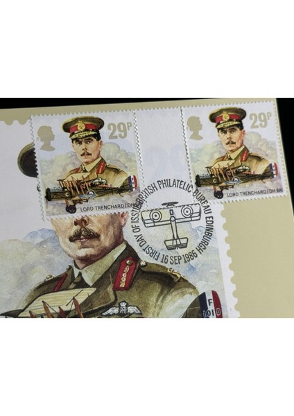 1986 Ingiltere Kraliyet Hava Kuvvetleri Kartpostal Royal Air Force - Lord Trenchard / Dh 9A - Post Office Picture Postcard fiyatları