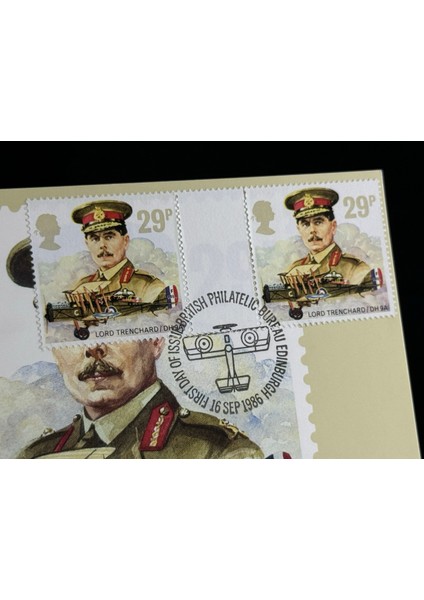 1986 Ingiltere Kraliyet Hava Kuvvetleri Kartpostal Royal Air Force - Lord Trenchard / Dh 9A - Post Office Picture Postcard modelleri