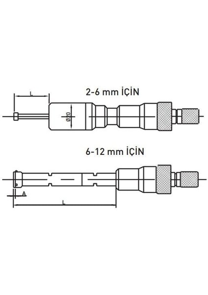 AS-208 Iki Nokta Temaslı Dijital Iç Çap Mikrometre Seti (2-2.5mm ve 2.5-3mm)