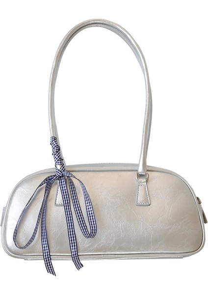 Niş Tasarım Bale Tarzı Tote Kadın Çantası Modaya Uygun ve Çok Yönlü Gümüş Tek Omuzlu Koltuk Altı Çantası (Yurt Dışından)