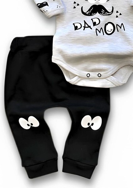 Bebek Çıtçıtlı Badi Şapka ve Eşofman Altı Takım 3-9 Aylık