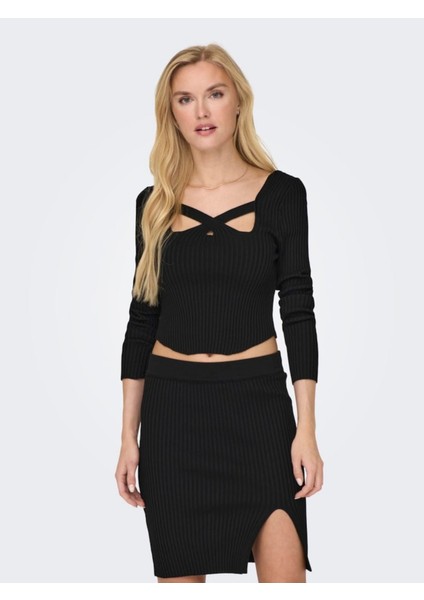 Onllısa Ls Squareneck Knt Kadın Siyah Kazak - 15300377
