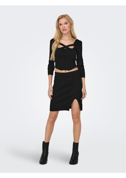 Onllısa Ls Squareneck Knt Kadın Siyah Kazak - 15300377