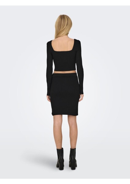 Onllısa Ls Squareneck Knt Kadın Siyah Kazak - 15300377