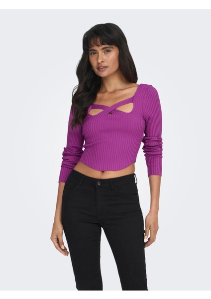 Onllısa Ls Squareneck Knt Kadın Mor Kazak - 15300377