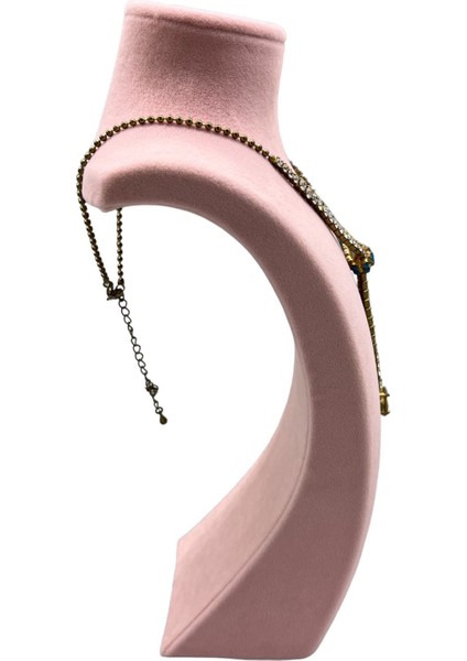 Yerli Üretim Süet Kumaş Pembe Renk 27/12 cm Kolye Gerdanlık Zincir Takı Sergileme Mankeni modelleri