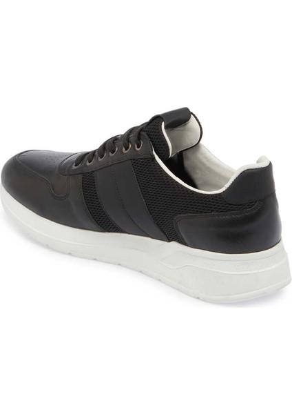 Siyah Deri-Tekstil Erkek Sneaker - E24I1AY56869-A64