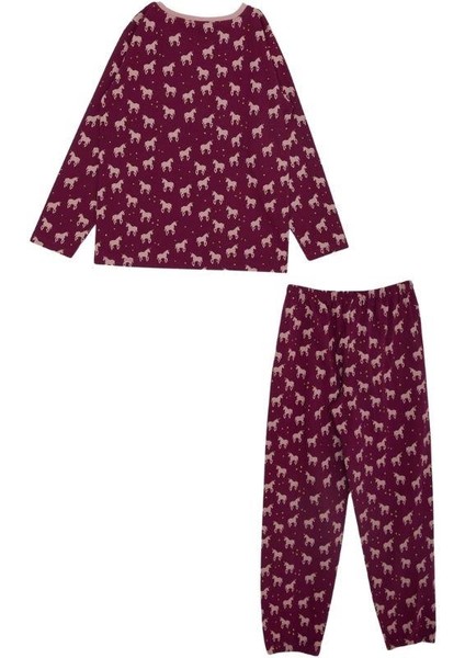 Kız Çocuk Unicorn Detaylı Pamuklu Pijama Takımı