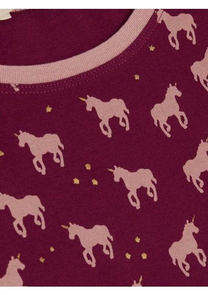 Kız Çocuk Unicorn Detaylı Pamuklu Pijama Takımı
