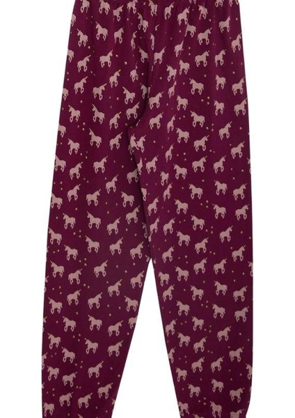 Kız Çocuk Unicorn Detaylı Pamuklu Pijama Takımı