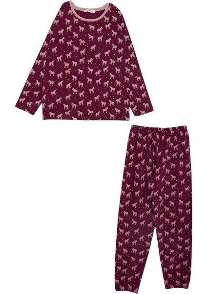 Kız Çocuk Unicorn Detaylı Pamuklu Pijama Takımı