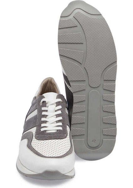 Gri Deri Erkek Sneaker - E24I1AY56863-T3O  Gri