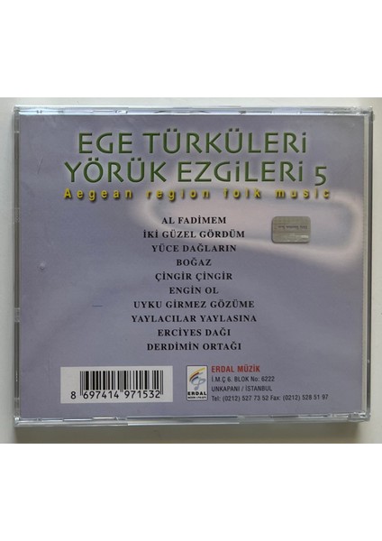 Ege Türküleri Yörük Ezgiler 5 CD (Jelatininde Sıfır Orjnal Dönem Baskı Cd)