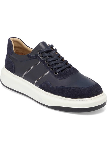 Lacivert Hakiki Deri Erkek Sneaker - E24I1AY56826-W32