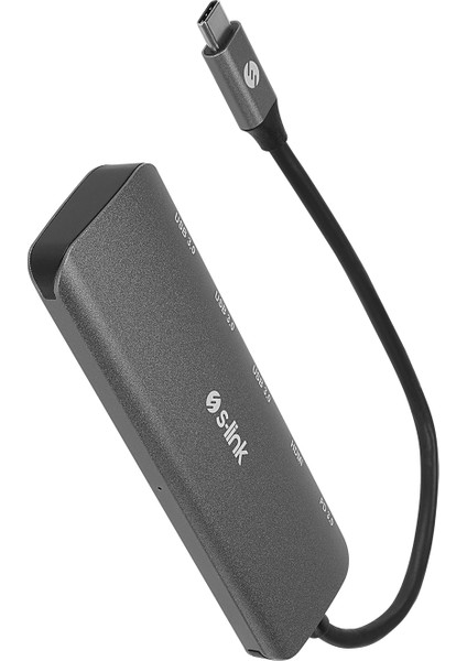 SW-U518 Gri Metal USB 3.. To 3*usb3.0, 1*typec Pd 1*4k HDMI Adaptör