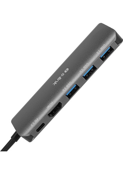 SW-U518 Gri Metal USB 3.. To 3*usb3.0, 1*typec Pd 1*4k HDMI Adaptör