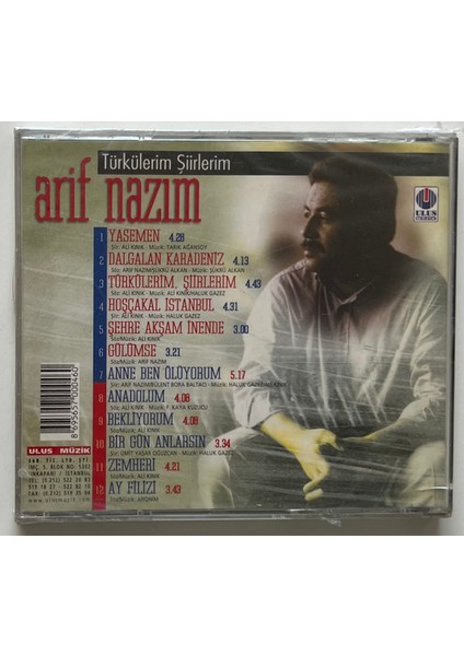 Arif Nazım Türkülerim Şiirlerim CD (Jelatininde Sıfır Orjnal Dönem Baskı Cd)