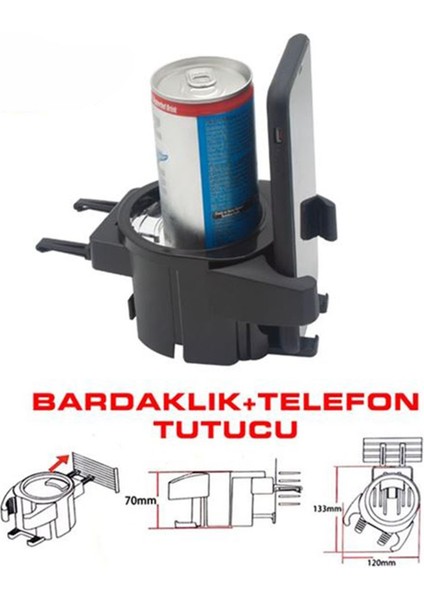 Bardaklık + Telefon Tutucu Otomatik Oynar Siyah Kollu fiyatları